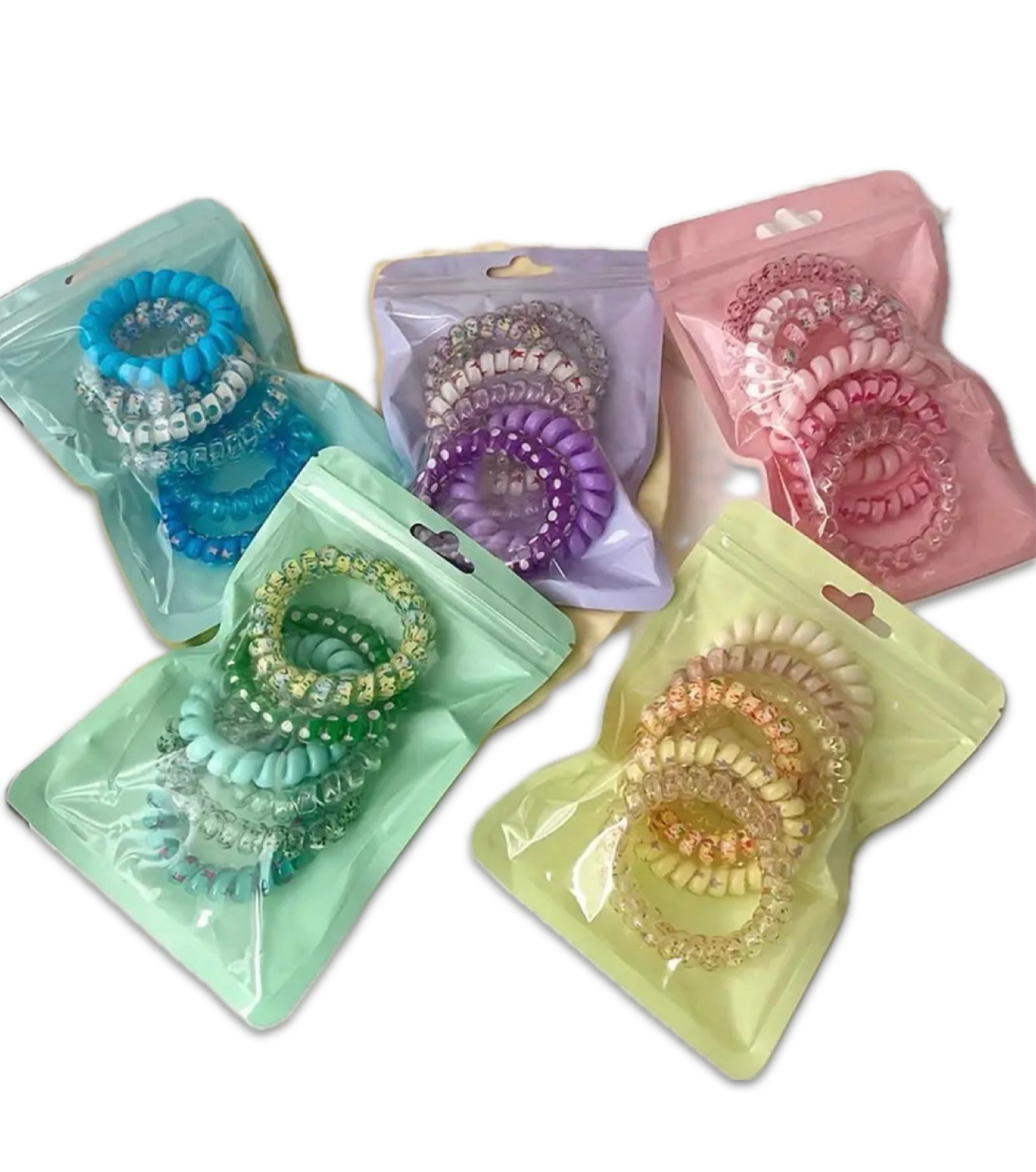 6 pack sweet style candy-coloured spiral hair types